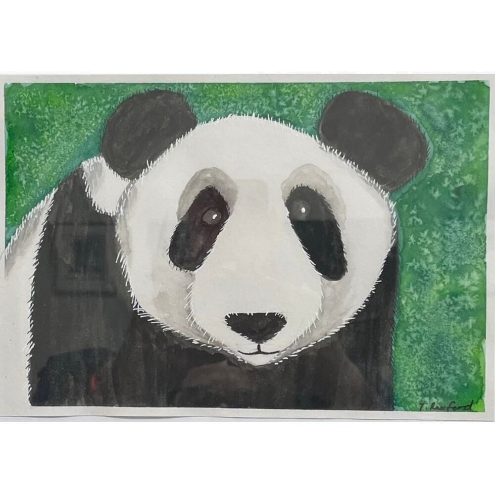 Hand painted watercolor original painting panda bear 6x9”